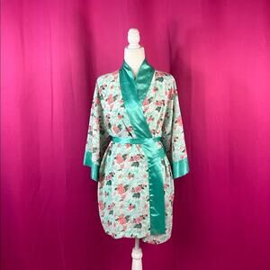 Vintage Victoria's Secret VS Gold Label mint and salmon robe, os